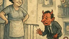 Banc: Diavolul îi spune femeii: «Vin după tine»